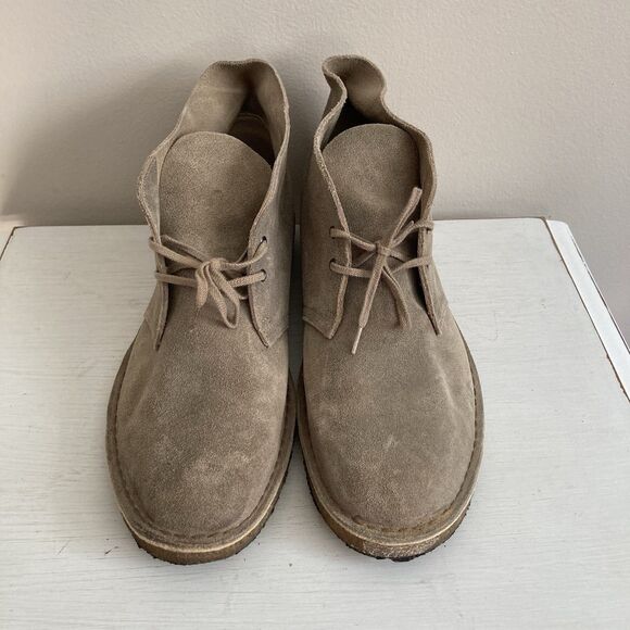 Clarks Mens Desert Chukka Boots Tan Suede Leather Chukka Boots Size 13 Lace Up - Picture 2 of 12